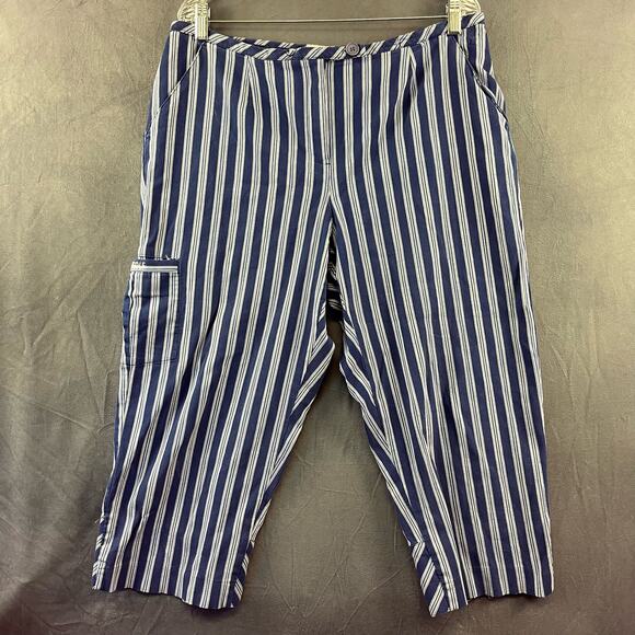 Liz Golf Capri Pants Plus Size 16 Michaela by Liz Claiborne Vertical Pinstripe - Picture 1 of 12